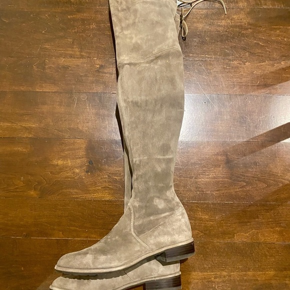 STUART Weizman taupe suede Lowland over the knee boots - Picture 7 of 16